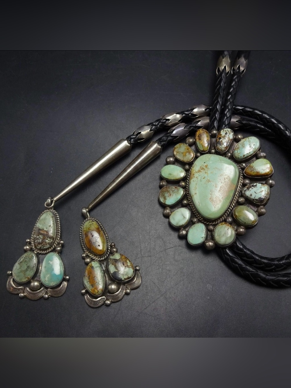 Vintage Will Denetdale Turquoise Stone Bolo Tie - Navajo